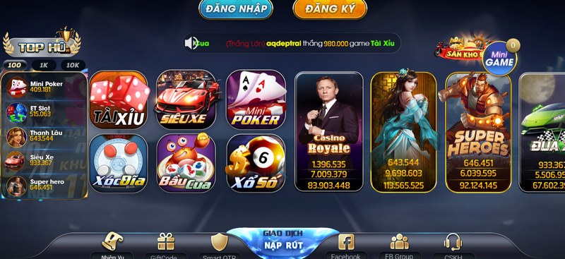 Cổng game với các trò chơi đơn giản, dễ trúng thưởng